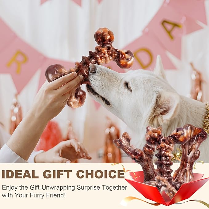 6-Pack Heavy Duty Nylon Dog Chew Toys for Medium Large Dogs, Bacon Flavor, Pure Nylon for Aggressive Chewers, Reduces Boredom, Varied Shapes, Designed for 25-90 lbs Breed Sizes