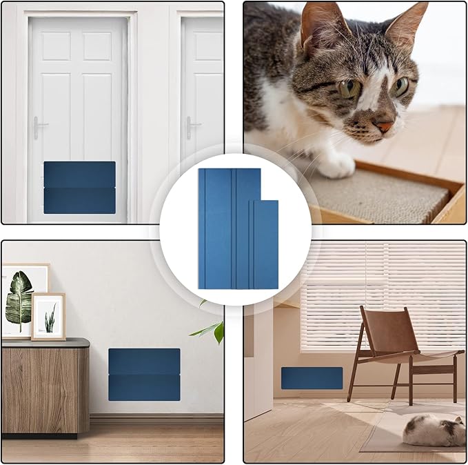 6pcs Cat Nail File Scratching Strips, 3 Sizes Blue 120 Grit Claw Sandpaper Nail File for Cats Scratch Pad Reliable Rounded Corners Cat Scratcher for Furniture Flat Surface Cat Litter Box