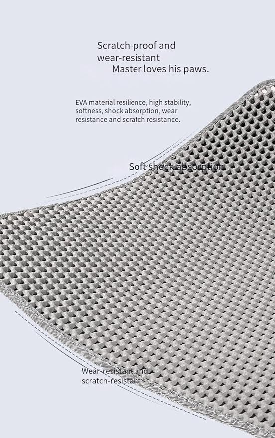 Double-layer EVA anti-slip cat litter pad, pet cat litter box filter pad, wear-resistant and scratch-resistant (Black)