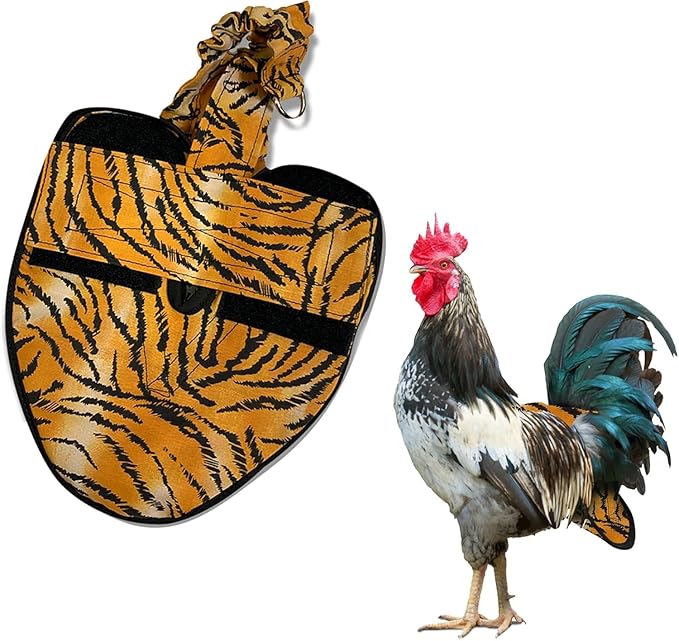 Hen Holster Premium Starter Kit - Bird Diaper, Wrap Around for Hens, Roosters, Ducks - Leak-Proof, Comfortable Bird Harness with Sewn-in Liner, Secure Hook & Loop Closure - Large, Tiger