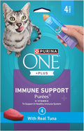Purina ONE Plus Immune Support Purees with Real Tuna Lickable Cat Treats - 1.4 oz (Pack of 4)