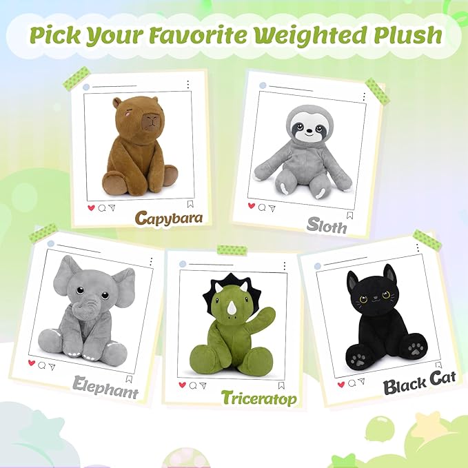 BRICHOEE Weighted Stuffed Animals, 5lbs Triceratops Plush Sensory Weighted Dinosaur Stuffed Animals, Cute Dino Plush Toy Calming Plushie Pillow Birthday Gifts for Adults Baby Kids Boys Girls
