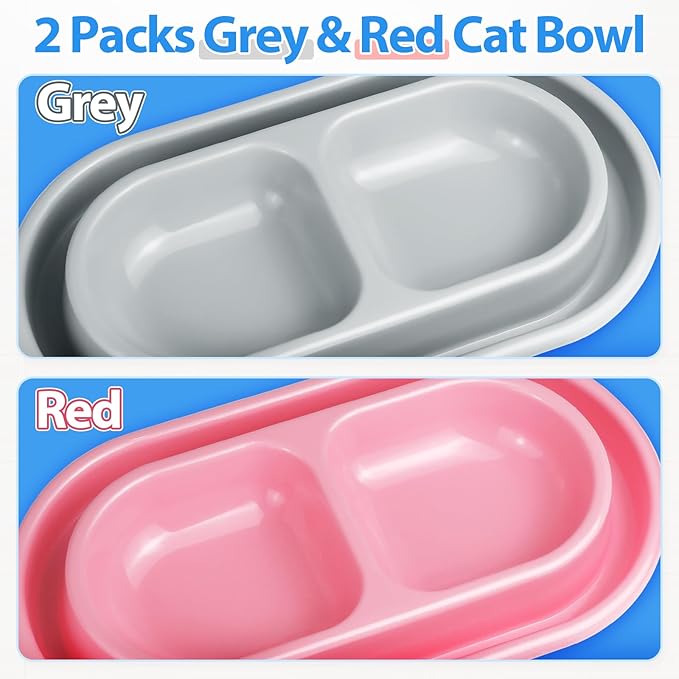 Ant Away Outdoor Cat Bowl, Double Pet Bowl with Water Moat, Spill-Proof Design, Food & Water Feeder for Outdoor Cats – Ants Away, Easy Clean, Lightweight Plastic(Large, 2 Packs)