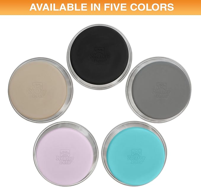Neater Pet Brands Stainless Steel Dog Bowls with Non-Slip Rubber Bottom – 2 Cup (16 oz), Tan - Set of 2 Heavy Duty Metal Dog Bowls, Dishwasher Safe, Food or Water Bowl, Ideal for Small Dogs & Cats