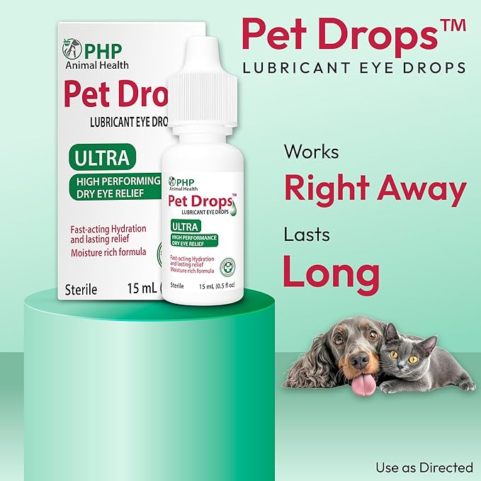 Pet Drops Ultra Lubricant Eye Drops for Dogs and Cats, Moisture Rich Formula, Fast Acting Hydration, Dogs Eye Drop for Dry Eyes, Artificial Tears for Extra Dry Eye, Twin Pack, 15-mL Each (30 ml) U.S.A