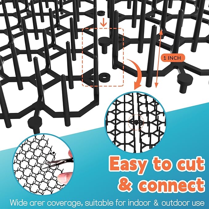 Hmyomina 16 x 13 Inch Cat Scat Mat with Spikes Outdoor/Indoor, Cat Deterrent Mat(12 Pack)