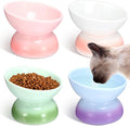 Hushee 4 Pcs Ceramic Raised Cat Food Bowls Elevated Tilted Dish Anti Vomiting Food or Water Bowls Pet Supplies