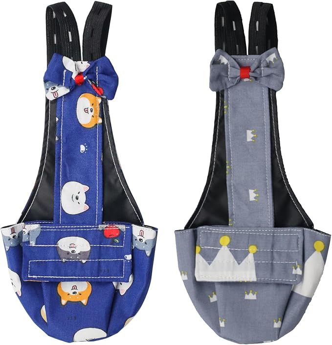 BestParts 2pcs Adjustable Diaper Waterproof Reusable Diapers, Cloth Diaper Wearable Poultry for Farm Pet Goose, Duck, Chicken, Button Adjustable Version (Gray + Blue, S(0.55-1.65pounds), 1, Count)