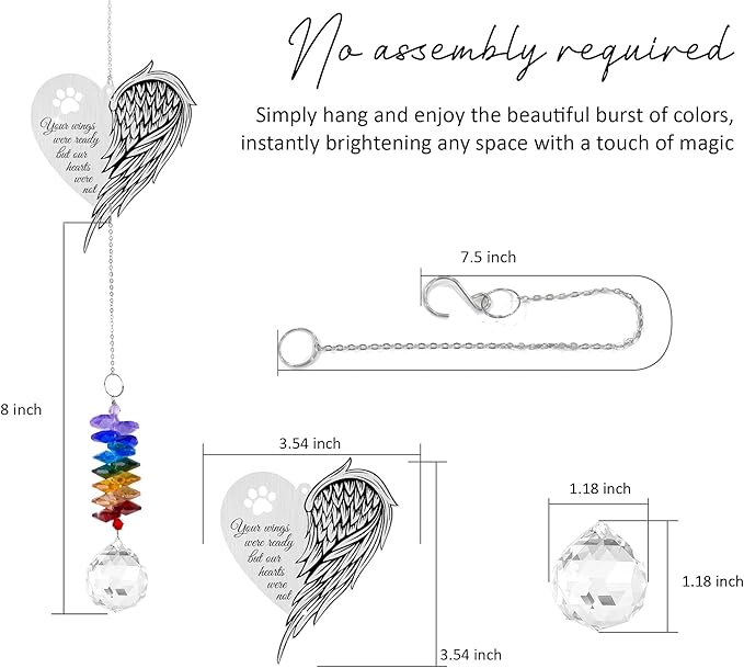 Aluminum Ornament Suncatcher - Memorial Wing Ornament - Sympathy Gift for Loss of Pet - Grieving Keepsake for Women, Men - Bereavement Gifts for Dog Lovers - Window Hanging Home Decor