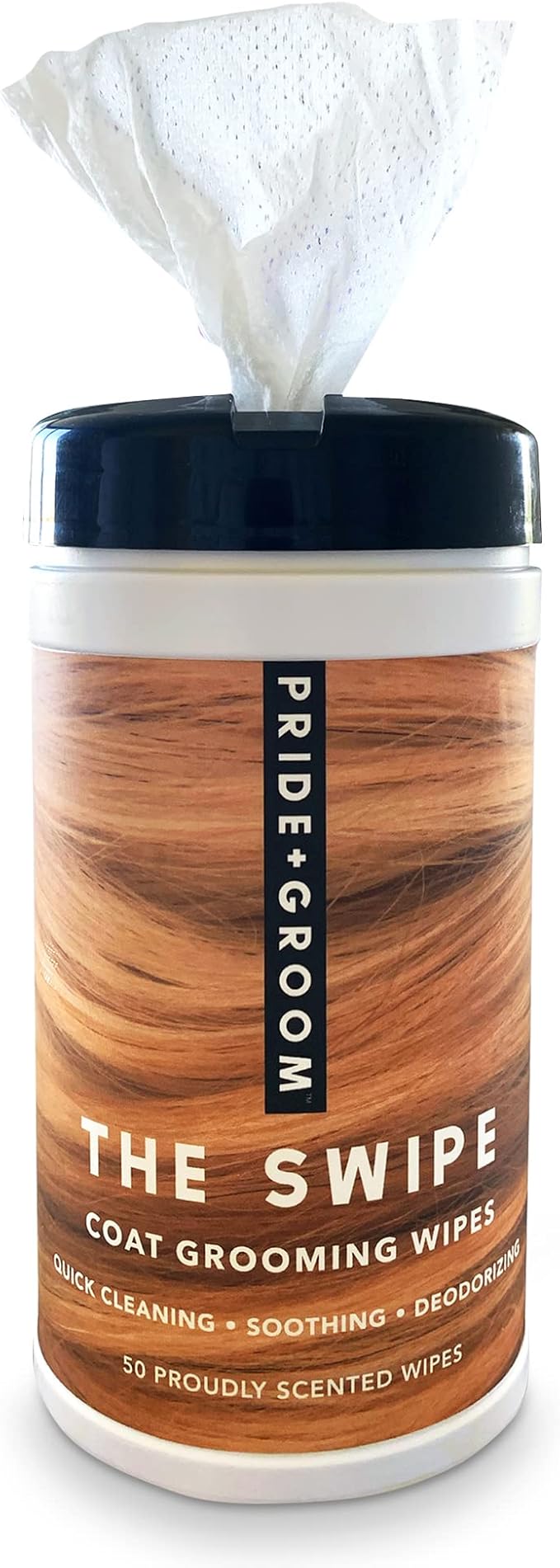 Pride and Groom The Swipe – Soothing Coat Grooming Dog and Pet Wipes with Signature Scent for Quick Cleaning & Deodorizing Face, Paw, Fur in Between Baths and After Dinner & Playtime – 50 Wipes
