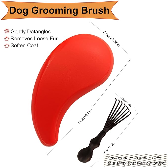 Puppy Brush - Soft Dog Brush - Perfect for Yorkie, Shih Tzu, Maltipoo & Maltese Grooming - Gentle Hair Remover for Easy Pet Grooming at Home (Orange)
