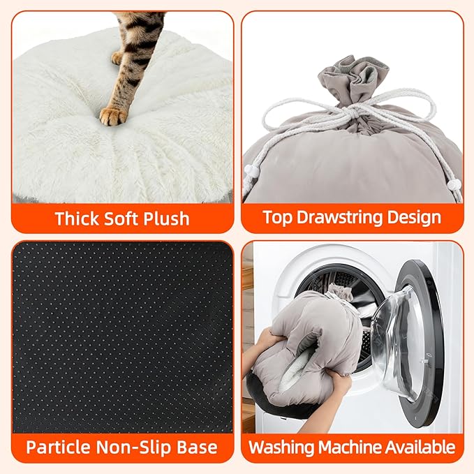 FHTONGE 2 in 1 Heated Cat Bed Cave with Timer Temp Adjustment, Thermal Enclosed Kitten Bed Hideaway Machine Washable, Self-Warming Cozy Pet Nest Covered Beds for Indoor Kitten Old Cat Puppy Small Dog
