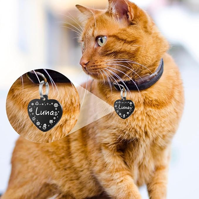 Personalized Dog Tags, Stainless Steel Pet Tags Personalized Cat, Collar Charm Engraved on Both Sides, up to 4 Lines of Custom Text, Multiple Patterns Colors Size Options (Christmas, Small)
