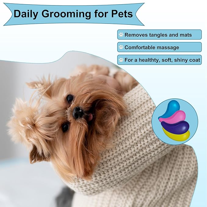 Gentle Grooming Puppy Brush with Gift Box ， Fit for Small Dog ， Yorkie, Shih Tzu, Maltipoo, Maltese and Pomeranian ，Toy Poodle Accessories, Soft Bristle (Glitter Blue)