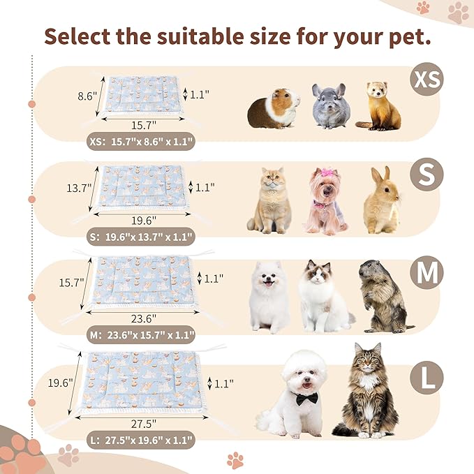 Reversible Silent Cat Bed Self Warming Pet Pad Thin Style Mat Washable Cushion Pad, Pad for Window Perch Outdoor Cat Houses, for Cats, Small Dogs, Rabbits, Non Electric,(Blue Kitten,M)