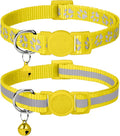 Taglory Kitten Collar Breakaway with Bell, Reflective Soft Cat Collar for Small Kittens, Adjustable 6-8 Inch High Visibility Night Strip, Lightweight for 2-6 Months Baby Cats, 2 Pack, Yellow