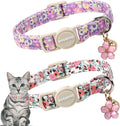 Cat Collar,2 Pack Cute Cat Collars Breakaway with Bell- Safety Buckle Flower Pink Rose Cat Collar for Girl Cats and Small Dogs，Adjustable 7-12 Inch,Pet Supplies Accessories