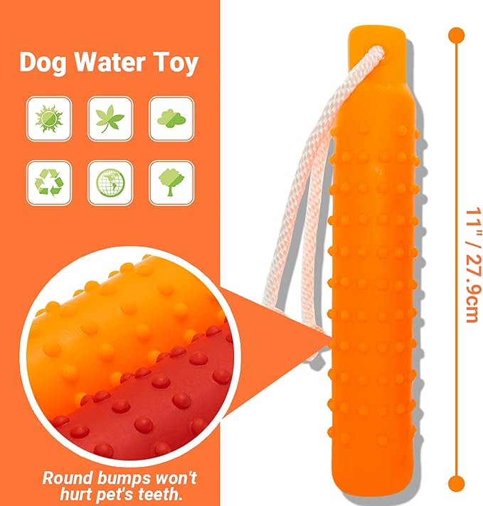 Dog Float Toy - Interactive Training Bumper & Fetching Retrieving Dog Water Toys Dummy Outdoor - Lightweight for Float on the Water Pool Fetch Rope Pet Toys for Small, Medium, Large Dogs