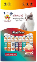 Purée Pops, Cat Treats, Grain-Free, Lickable, Squeezable Creamy Cat Treat/Topper with Vitamin E & Taurine, 0.5 Ounces Each Tube, 10 Tubes, Chicken and Seafood Mix Variety