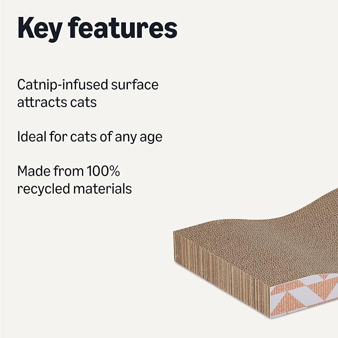 Amazon Basics New Cat Scratch Post, Single Layer with Curve, 16.5 x 8.1 x 1.6 in, 2-Pack