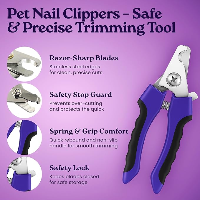 Cat Grooming Kit Universal Pet Care Supplies 6 in 1, Include: Cat Nail Clipper, Brush for Shedding, Wand Toy, Interactive Ball Toy, Bath Brush, Ear Cleaner Finger Wipes (30ct.)
