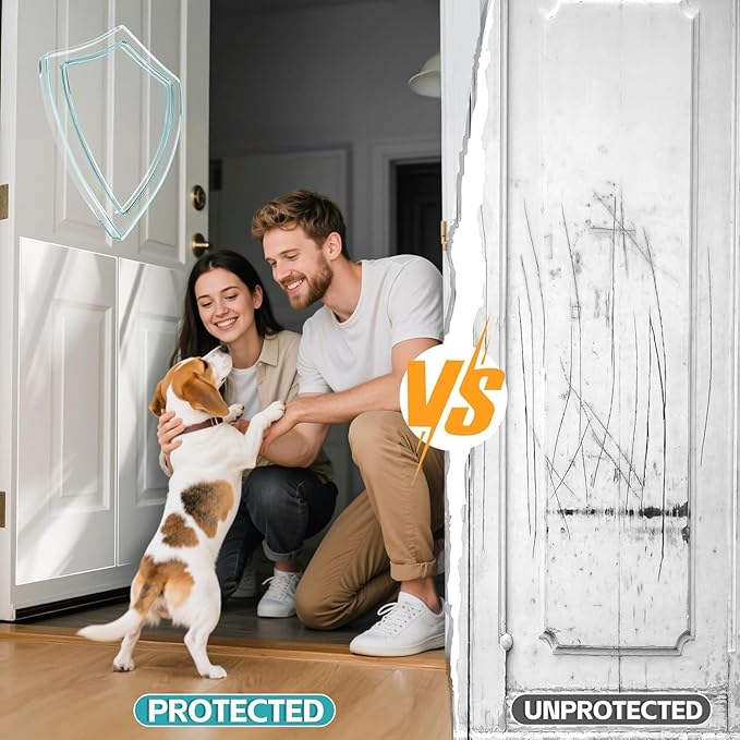 JKLMN Door Protector from Dog Scratching – No-Residue Pet Door Scratch Protector for Dogs & Cats, Transparent Dog Scratch Guard for Doors & Furniture, Scratch Guard for Doors
