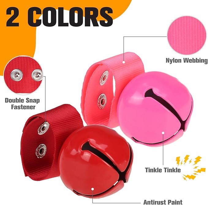 EXPAWLORER Pet Bells for Dog Cat Collar Charm - 2 Pack Cat Collar Accessories Bells Loud, Pet Jingle Ornament Training Pendant Neck Decoration, Tracker for Saving Birds, Pink & Red
