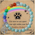 Pet Memorial Gifts, Sympathy Gift for Loss of Dogs and Cats, Chakra Rainbow Bridge Bracelet for Women Men Who Lost Pets