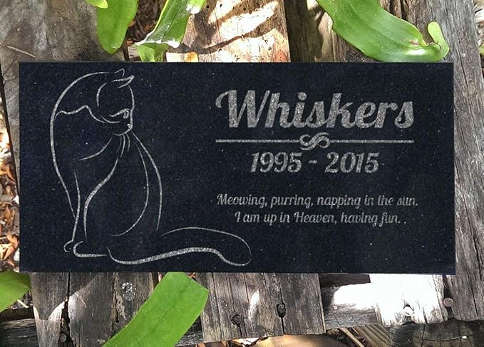 Cat Memorial Personalized Black Granite Stone 12 X 6 Bereavement in Memory Loss of Pet Cat Garden Stone
