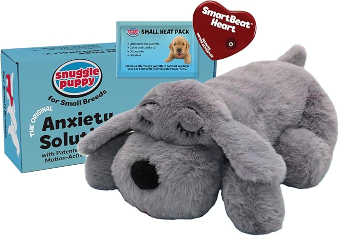Snuggle Puppy Junior Heartbeat Puppy Toy - Heartbeat Puppy for Dogs - Pet Anxiety Relief and Calming Aid - Comfort Dog Toy - Behavioral Training and Sleep Aid Cuddle Buddy - Black
