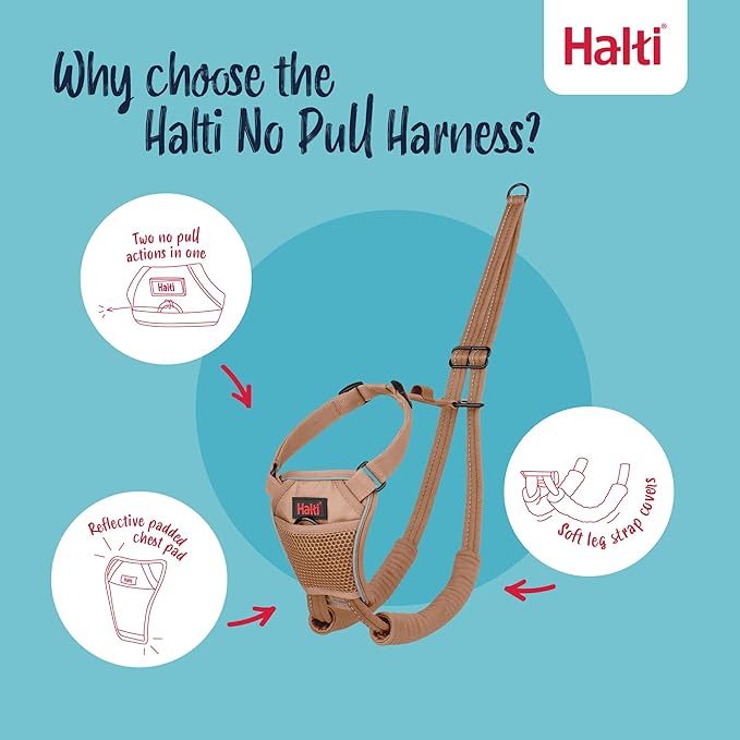 Halti No Pull Harness - Stop Your Dog Pulling on The Leash. Adjustable, Lightweight and Easy to Use. Reflective Dog Training Harness for Large Dogs (Size L, Desert Sand)