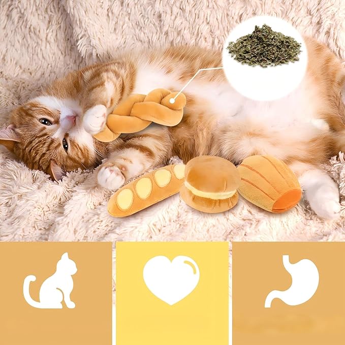 Distaratie Catnip Toys for Cats, Catnip Chew Bite Resistant Cat Toys for Teeth Cleaning & Boredom Relief, Interactive Cat Chew Toys, Set of 6