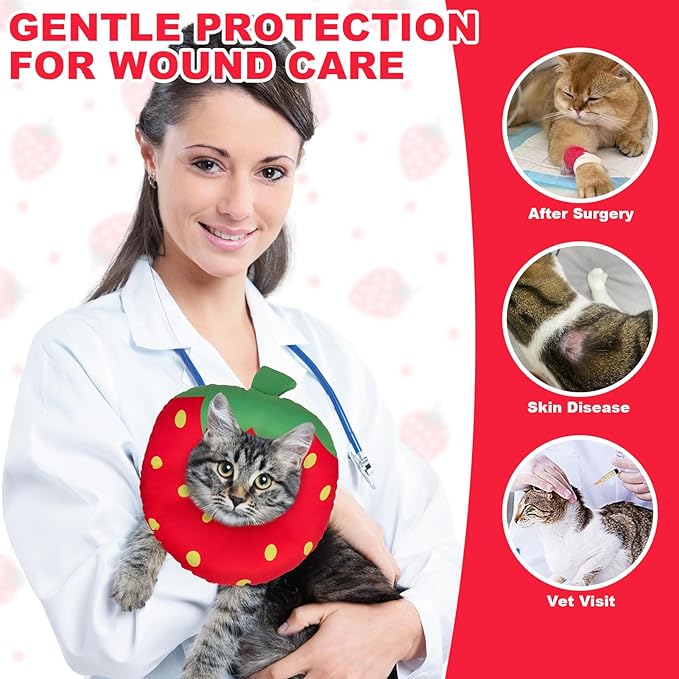BINGPET Cat Cone Collars Soft,Cat Recovery E Collars After Surgery to Stop Licking,Waterproof Adjustable Elizabeth Neck Cones Cute Pet Donut Pillow for Cats Kitten Puppy Wound Healing After Surgery,S