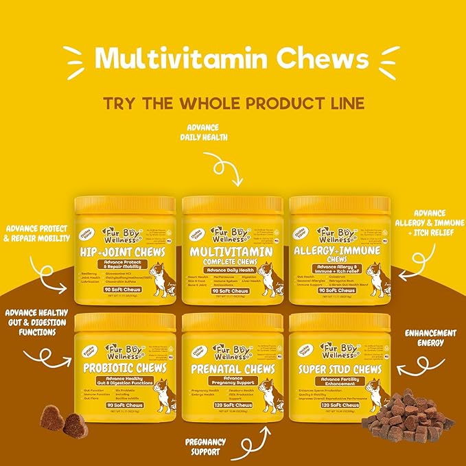 Maximum Support Daily Dog Multivitamin – Advanced Care Formula for Fast Relief of Hip & Joint, Skin & Coat, Immune & Allergy Health – Glucosamine, Chondroitin, Probiotics & Omega Fish Oil – 90 Chews