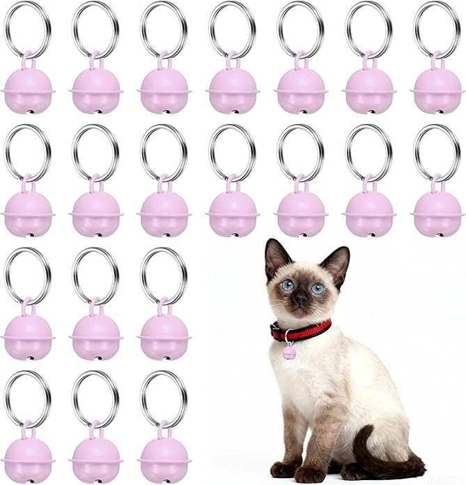 Cat Bells, Small Pet Copper Bells Collars Charm with Key Rings Loud Crisp Sound Anti-Lost Pendant Accessories