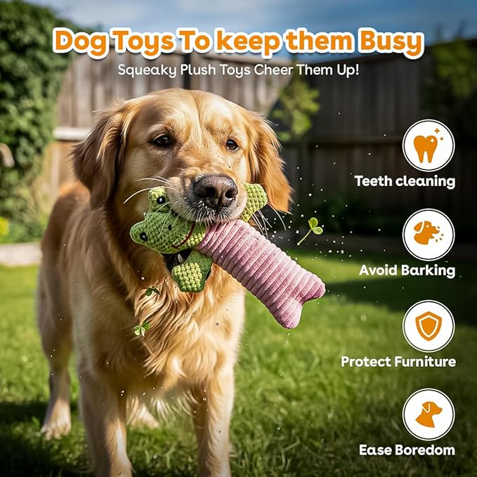 NatureTailsPaw Soft Dog & Cat Toy – Cute Squeaky Interactive Chew Toy for Puppies & Kittens, Durable Plush Teething Toy for Small, Medium & Large Breeds (Frog)