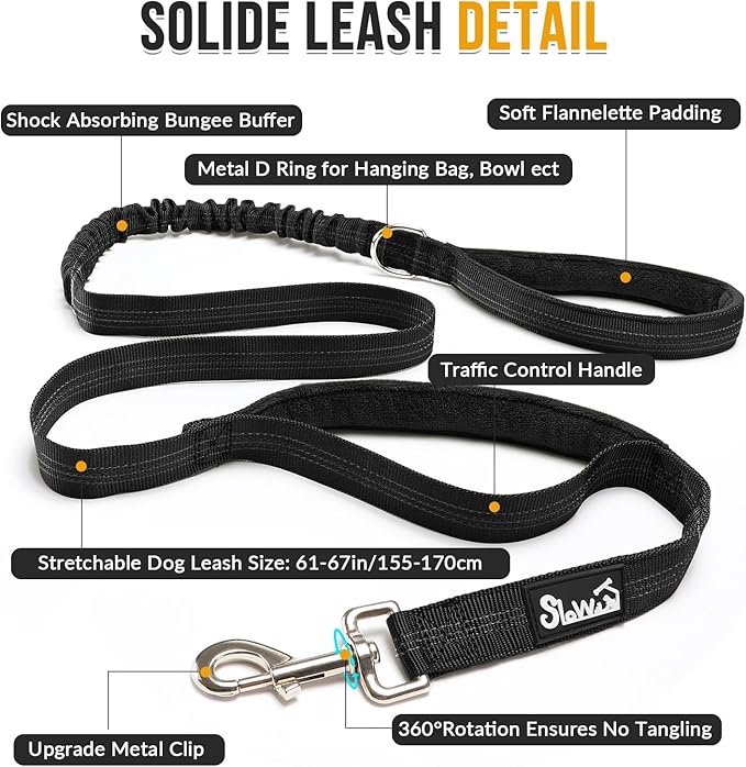 SlowTon No Pull Dog Harness - Heavy Duty Dog Harness and Leash Set for Medium Large Dogs, Reflective Tactical Harness with Soft Padded and Front Clip for Easy Walk and Training （B, M