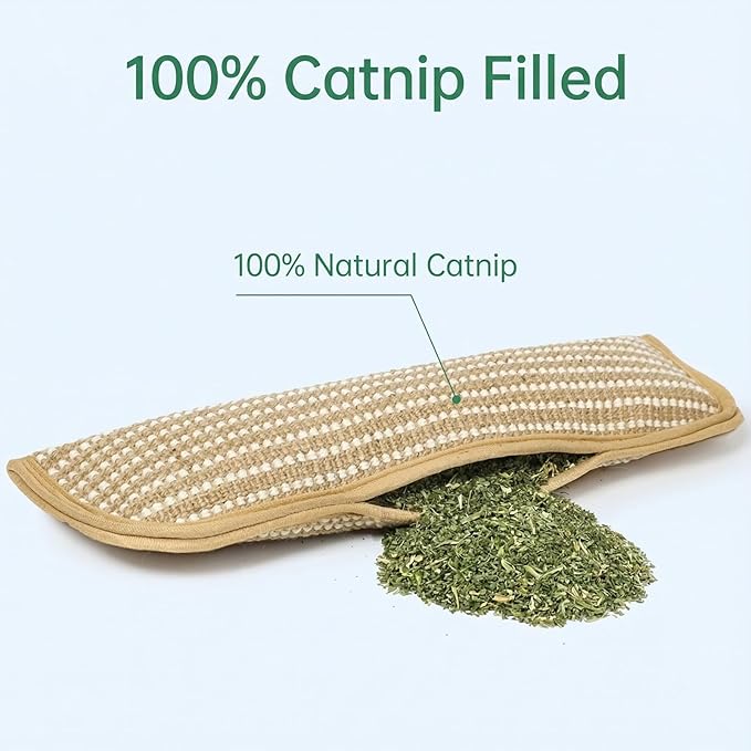 Interactive Catnip Chew Toy, Interactive Catnip Pillow with Soft Sisal Pad for Cats, Bite Resistant Kitten Teething Toys (Large,Mint Pillow (1pc))