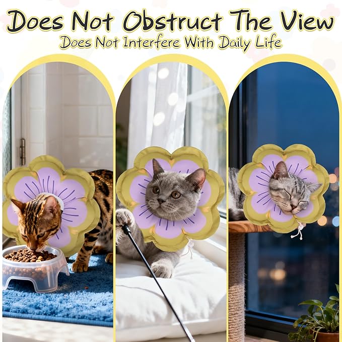 EXPAWLORER Cat Cone Collar Soft, Cat E Collar Recovery After Surgery to Stop Licking, Adjustable Waterproof Cute Neck Elizabethan Pet Kitten Puppy Donut Pillow for Cats Puppy Wound Healing, Greens