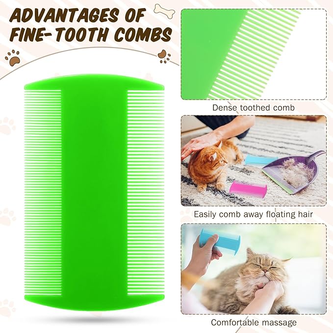 Hushee 200 Pcs Flea Comb Bulk for Cats Dog Double Sided Tooth Cat Pet Lice and Tick Comb for Small Cats Dogs Kitten Indoor