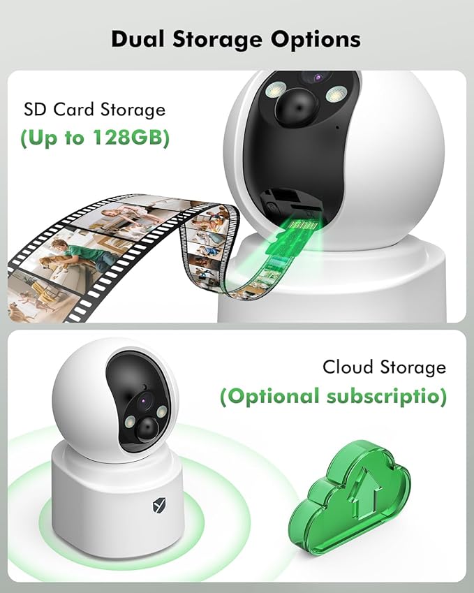 Battery Powered Indoor Security Camera Wireless, 6000mAh Rechargeable PTZ WiFi Camera for Home Security, Dual-Band 2.4GHz/5GHz, 2.5K 4MP Color Night Vision, SD/Cloud Storage, 2-Way Audio