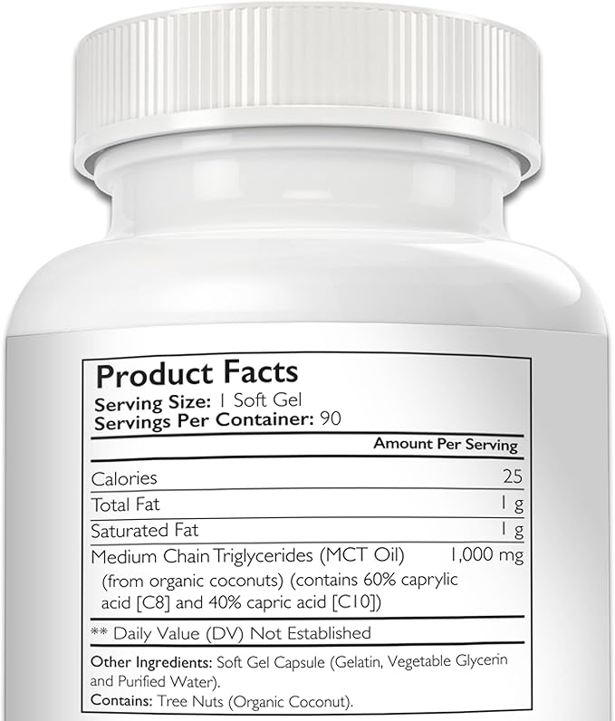 MCT Oil for Dogs from Organic Coconuts, Medium Chain Triglycerides with Caprylic Acid & Capric Acid to Protect Skin and Coat, Boost Immunity, Support Metabolism, 90 Soft Gels
