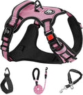 NESTROAD No Pull Dog Harness,Adjustable Oxford Dog Vest Harness with Leash,Reflective No-Choke Pet Harness with Easy Control Soft Handle for Large Dogs(X-Large,Pink)