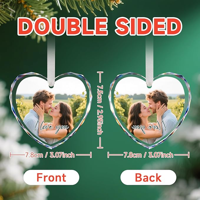Personalized Christmas Ornaments with Photo Name, Engagement Ornament 2026, Wedding Gifts for Couples, Bridal Shower Gifts for Bride, Newlywed, Mr & Mrs, Her