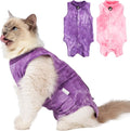 2Pack Cat Surgery Recovery Suit Female,Cat Onesie for Cat After Surgery Female,Kitten Spay Surgical Recovery Suit Stop Licking Abdominal Wound,Pink&Purple M