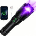 2-in-1 UV Flashlight 365nm & High Lumens LED, 5000mAh Rechargeable Tactical Torch, Zoomable Black Light for Pet Urine Detector, Rock Hunting, Resin Curing, Scorpions