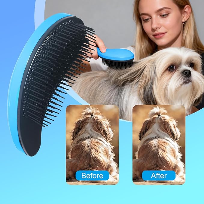 Small Dog Brush- Grooming Tool for Teddy, Yorkies, Maltese, Shih Tzu, Chihuahua - Puppy Hair Brush (Blue)