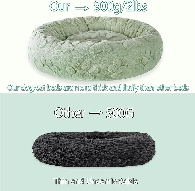 23 Inch Calming Dog Bed for Small Dogs Cats, Kitty Puppy Round Anti-Anxiety Warm Bed, Soft Cozy Anti-Slip Donut Washable Pet Bed, Fits up to 30 lbs Pets