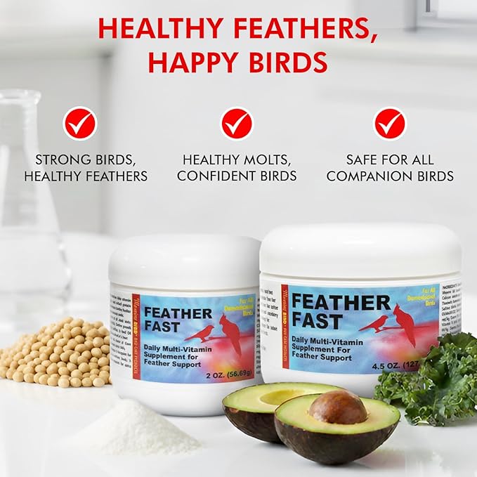 Morning Bird Feather Fast 2 Oz – Daily Multi-Vitamin for Growth & Molting Support – Promotes Healthy Feather Strength & Full Plumage – Supplement for All Adult Birds