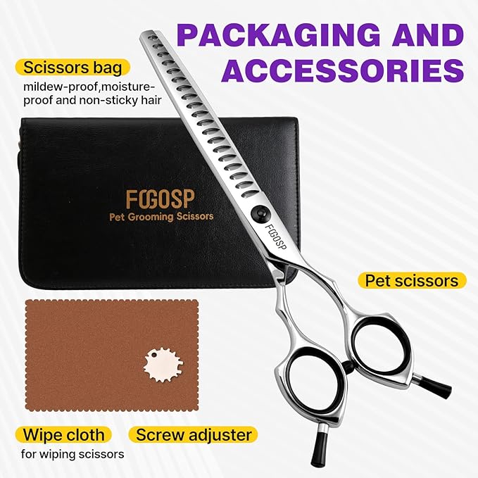 Chunkers Dog Grooming Scissors Professional Thinning Shears for Dogs Trimming 70% Thinning Rate 19 Teeth Symmetric Handle Light Weight for Pet Groomers or Family DIY Use